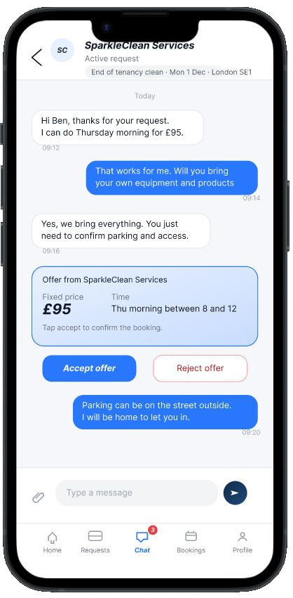 ServiSeek chat screen