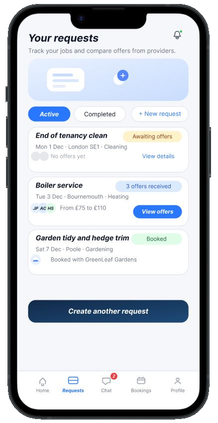 ServiSeek customer requests screen