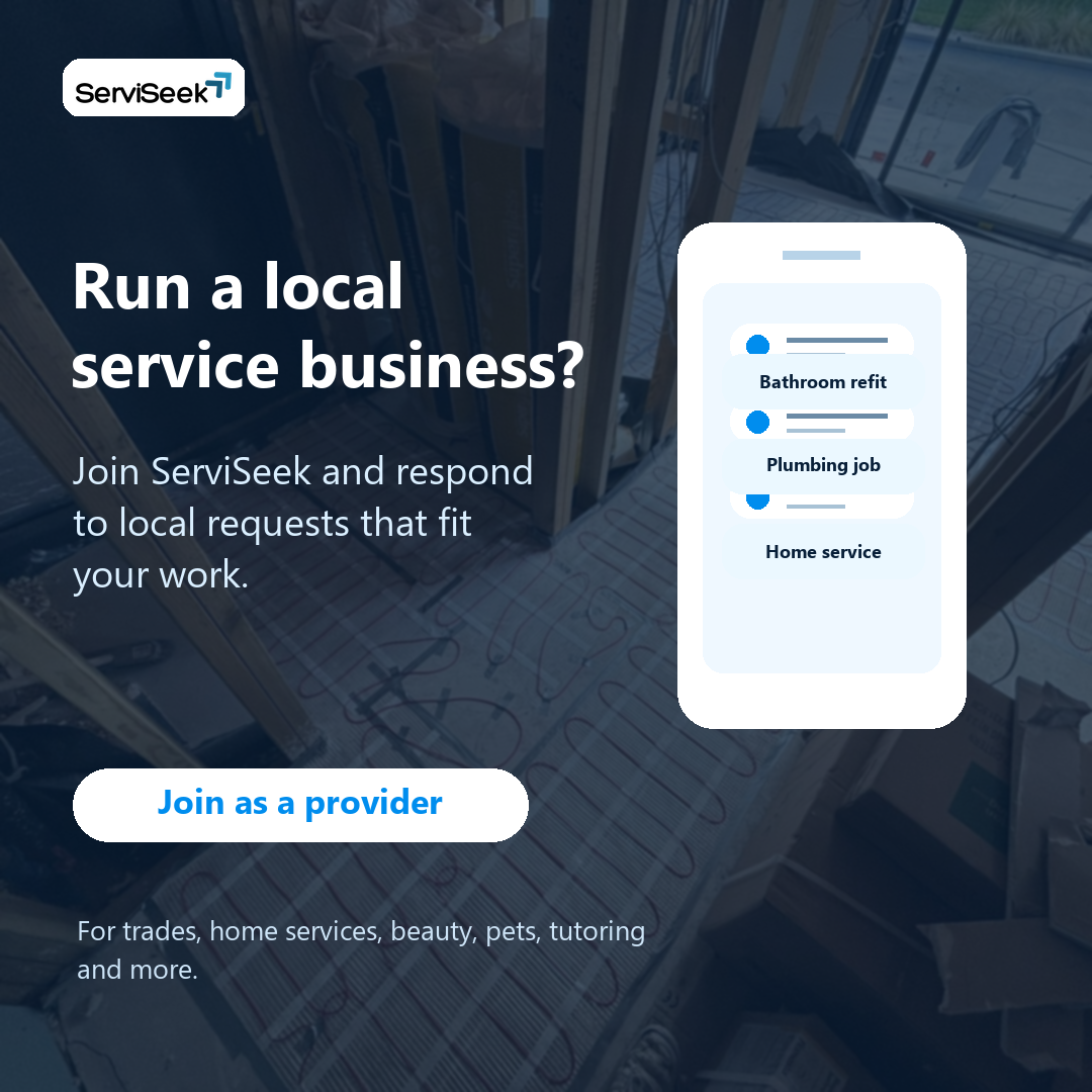 ServiSeek graphic encouraging local service providers to join the app.